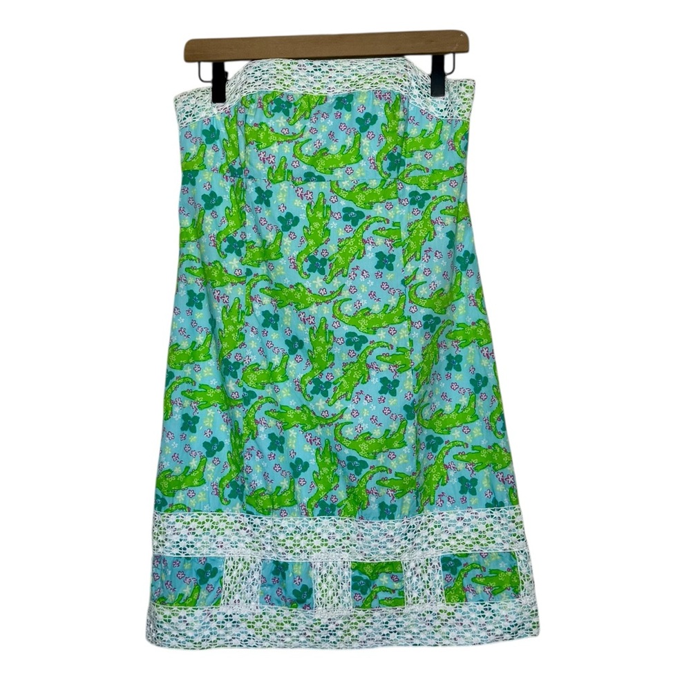 Lilly Pulitzer Bowen Gator Alligator Alberta Lace Strapless Dress Size 4